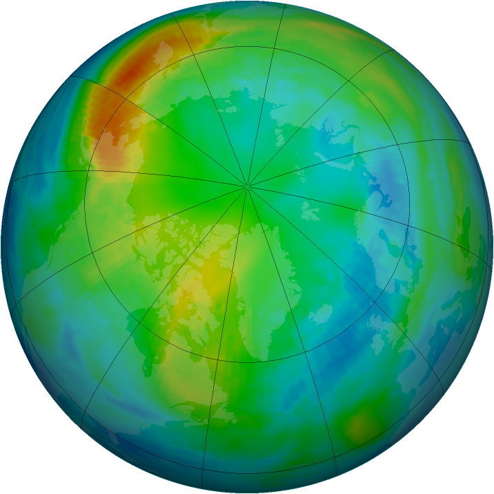 Arctic ozone map for 01 November 1987